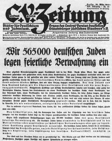 565000 Newspaper Jews in Germany in 33