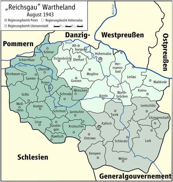 map Teichsgau Wartheland 1943