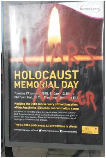 Defaced Holocaust Ad